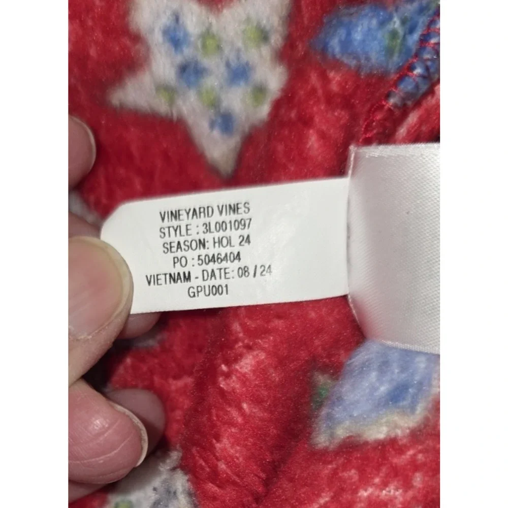Vineyard Vines Martha’s Vineyard Red Fleece Hooded One-Piece Pajama M Xmas Tree